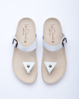 Women's Manu Triangle Sandal White Leather