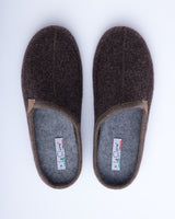 Men's Casies Wool Felt Mule Slipper Brown Size 46