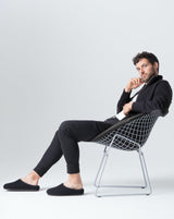 Black Men's Wool Felt Clog Slippers Made in Italy