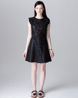 Women's Manu Flower Sandal Black Leather