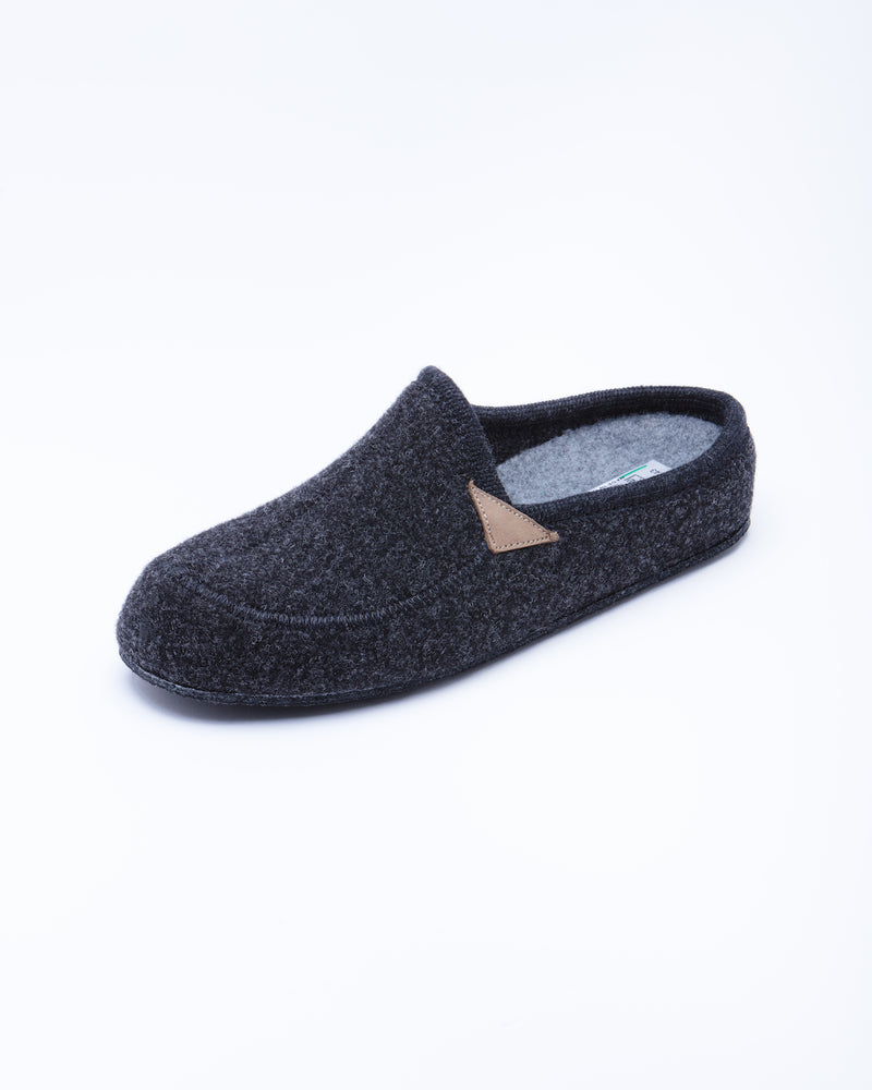 Le Clare Casies Men's Wool Felt Charcoal Grey House Slippers
