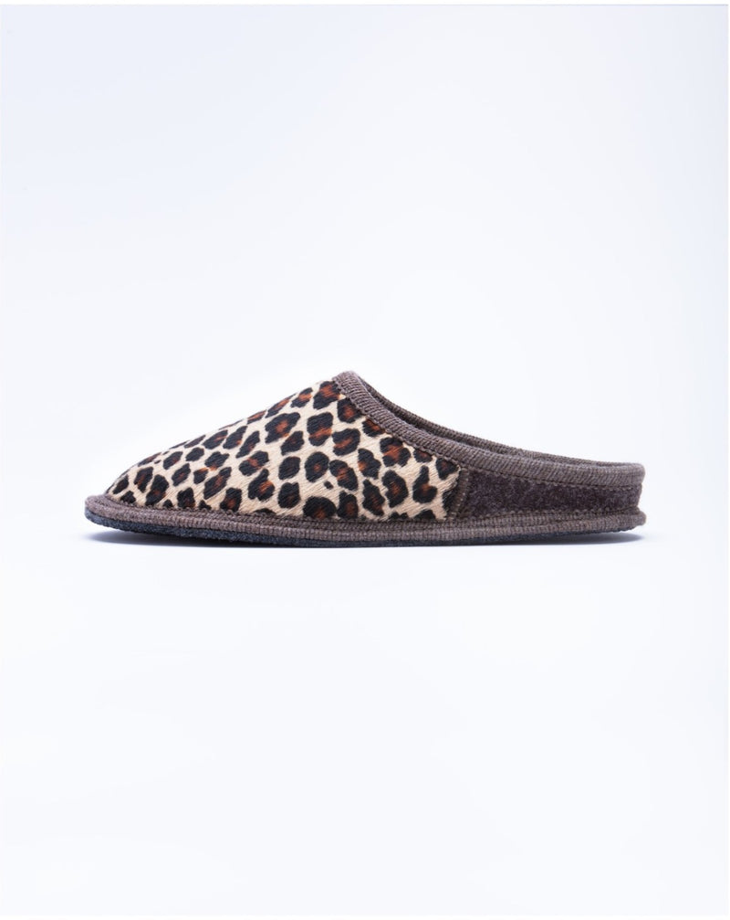 Le Clare Leopard Calf Hair Mule slipper made in Italy