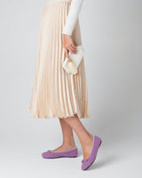 Woman wearing Le Clare Lilac Ballet Flat Slipper