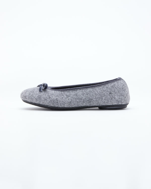 heather grey  le clare wool ballet flat house slipper