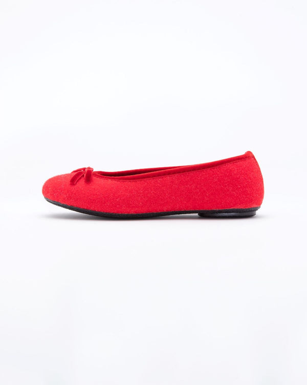 red  le clare wool ballet flat house slipper