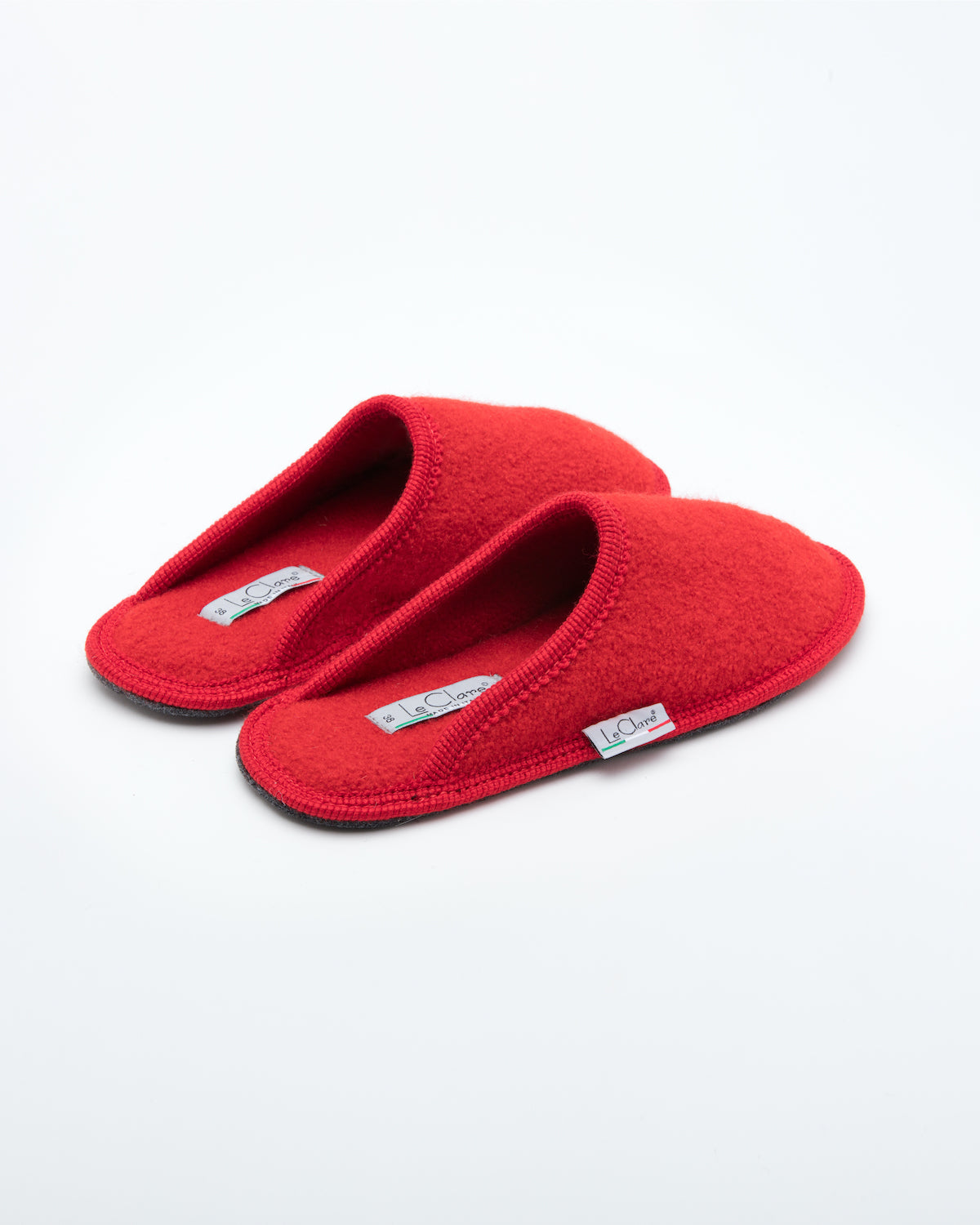 Le Clare Women's Boiled Wool Stella House Slipper in Red | Italian