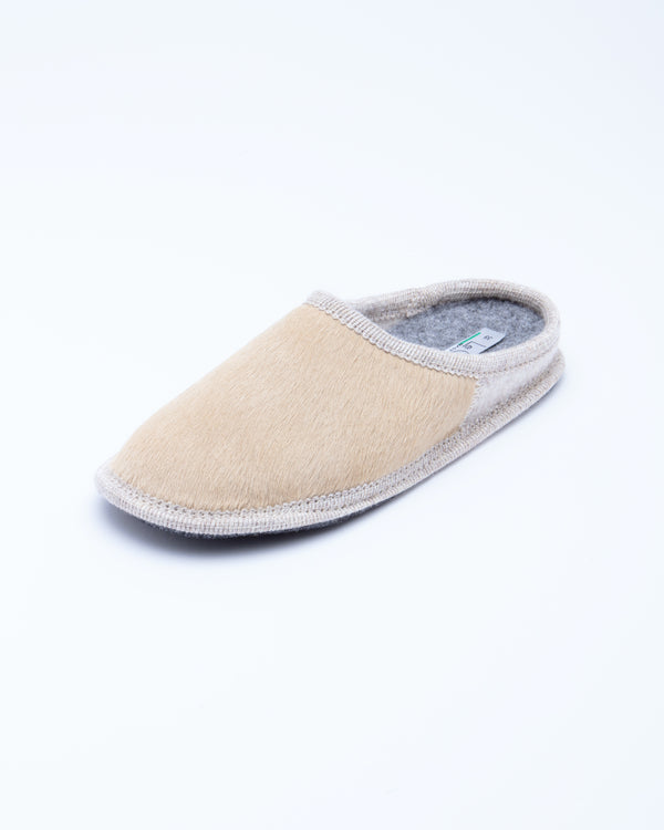 Women's Le Clare Nuvola Cavallino Pony Hair Slipper Beige made in italy 